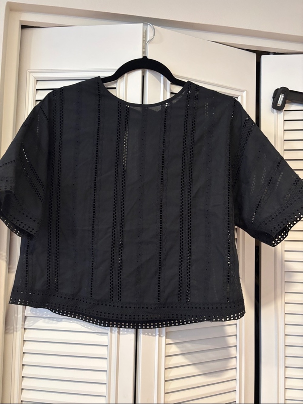 Zara Black Eyelet Cotton Top